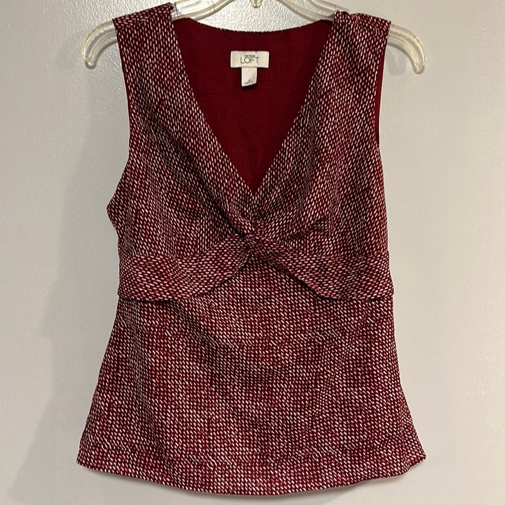 Loft Ann Taylor Sleeveless top Multi Colored Size 4 Deep V-neck